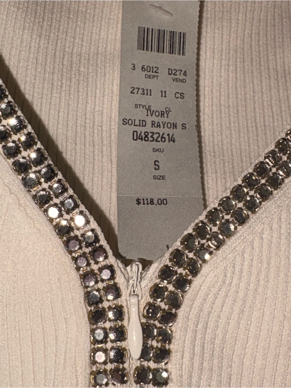 Cache Ivory Ribbed Tank with Rhinestone Trim - Picture 2 of 7
